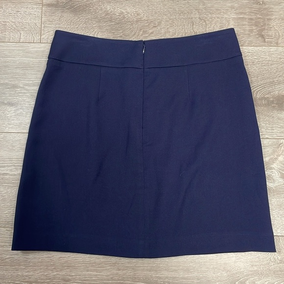 Loft Navy Center Pleat Lined Skirt 8 - Picture 10 of 11